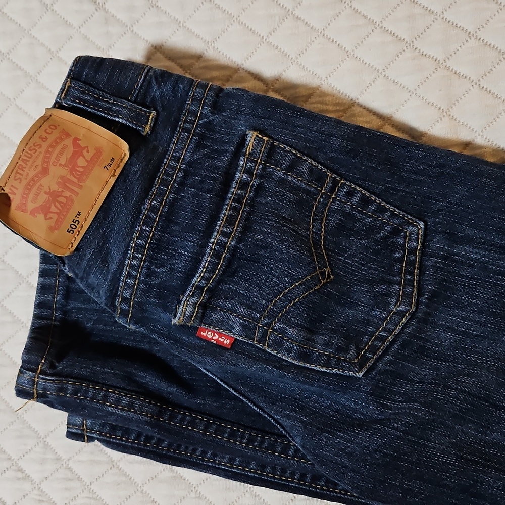 Levi's Dark Blue Straight Leg Jeans, 7 Slim - Picture 7 of 7